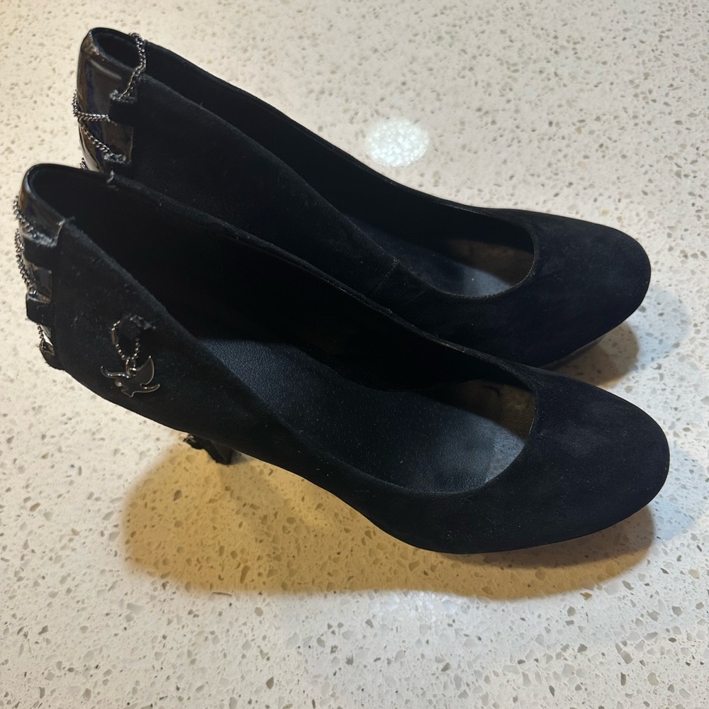 Shiekh Black Womens Chain Heels Shoes 8.5